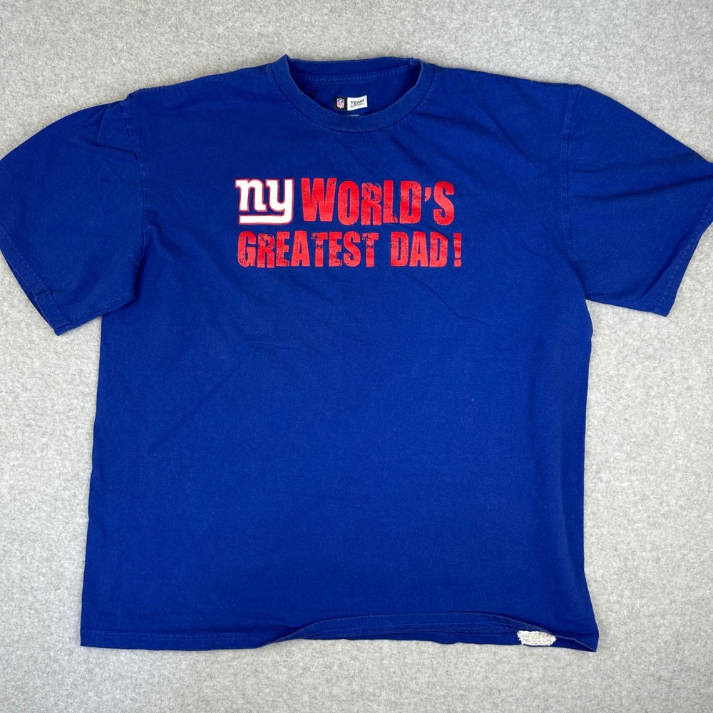 NFL Team Apparel New York Giants Worlds Greatest Dad T-Shirt Blue XL Cotton - Picture 3 of 8